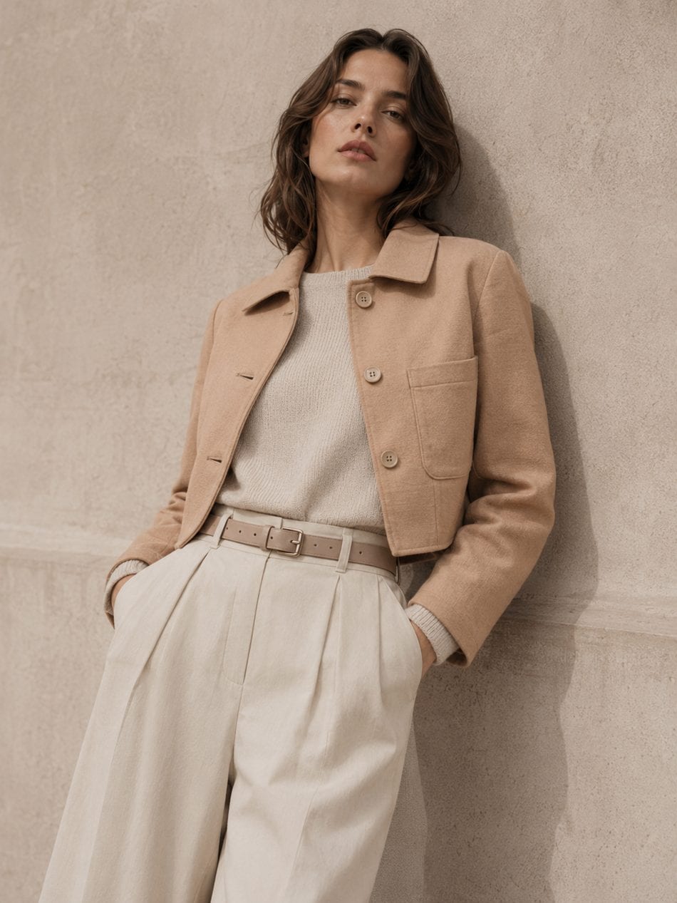 The cropped jacket in camel