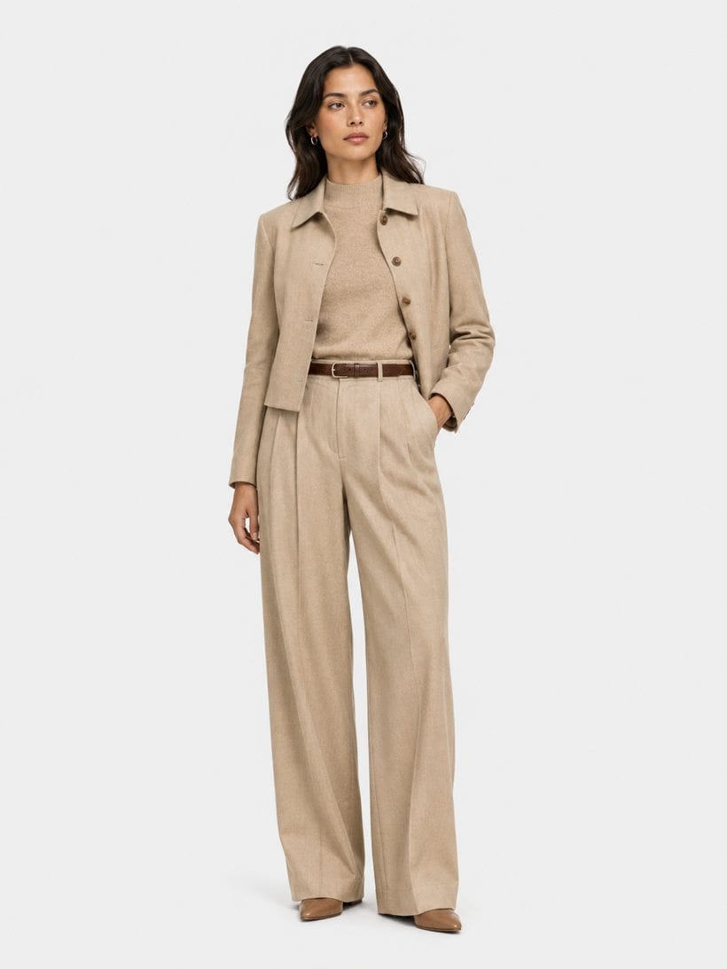 The suit, in brushed wool